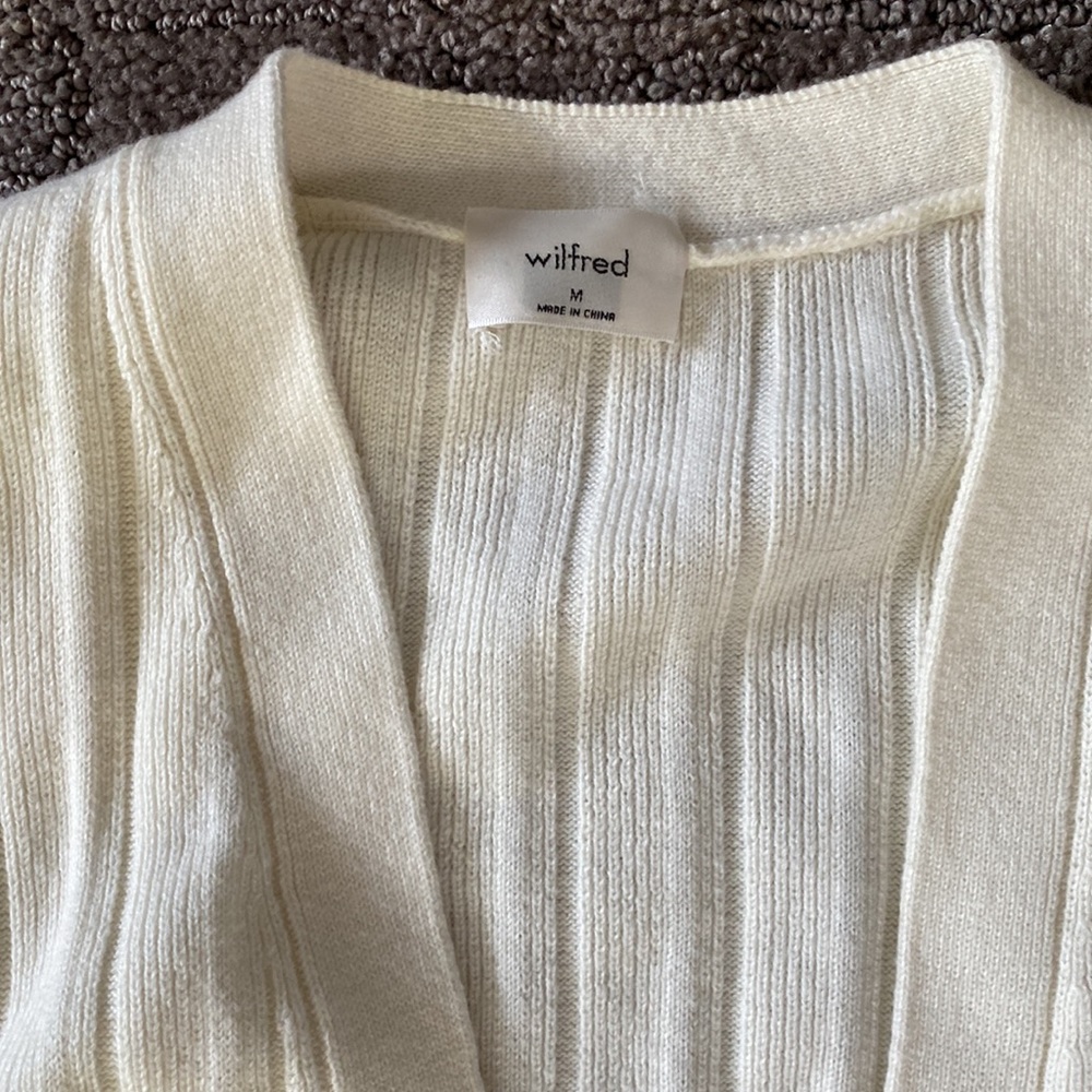 Wilfred Cream Ribbed V‑Neck Button Cardigan - Picture 2 of 2